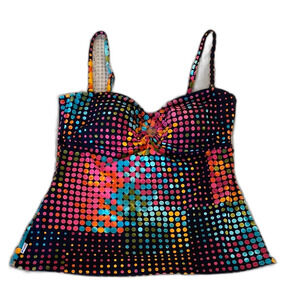 Captiva Bikini size Large Pink Orange Blue Top Only Pool Beach Resort Swimsuit